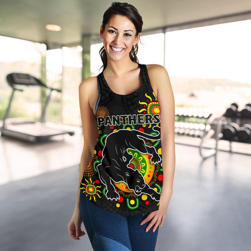 Penrith Women Racerback Tank Indigenous Panthers - Black - Vibe Hoodie