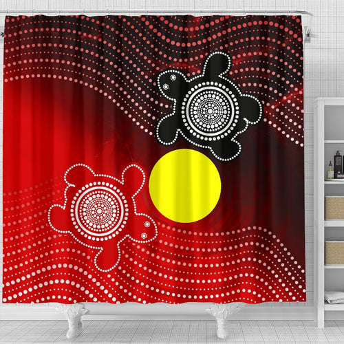 aboriginal-shower-curtain-indigenous-circle-dot-painting-style