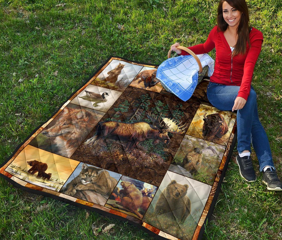 canada-animals-rustic-style-premium-quilt