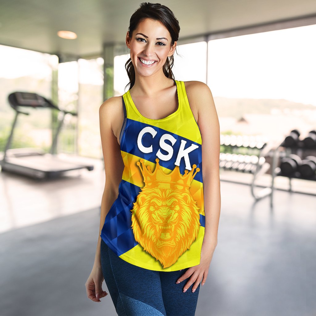 CSK Women Racerback Tank Cricket Sporty Style - Vibe Hoodie