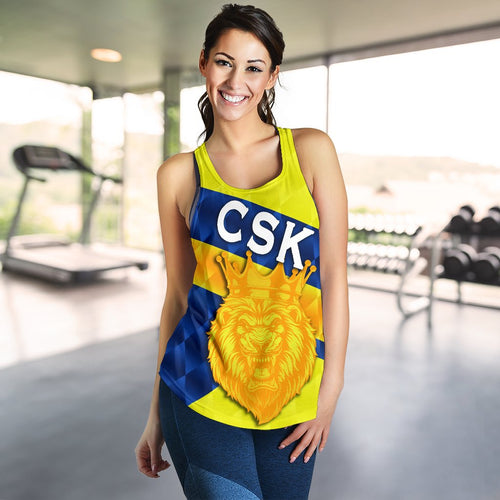 CSK Women Racerback Tank Cricket Sporty Style - Vibe Hoodie