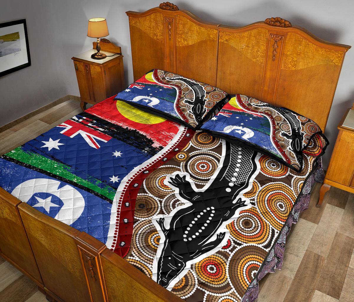 1saustralia-quilt-bed-set-australian-aboriginal-crocodile-with-naidoc-flags