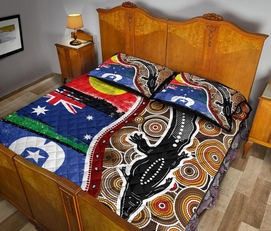 1saustralia-quilt-bed-set-australian-aboriginal-crocodile-with-naidoc-flags