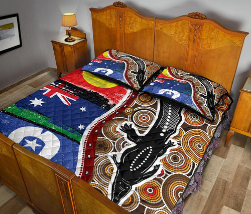 1saustralia-quilt-bed-set-australian-aboriginal-crocodile-with-naidoc-flags