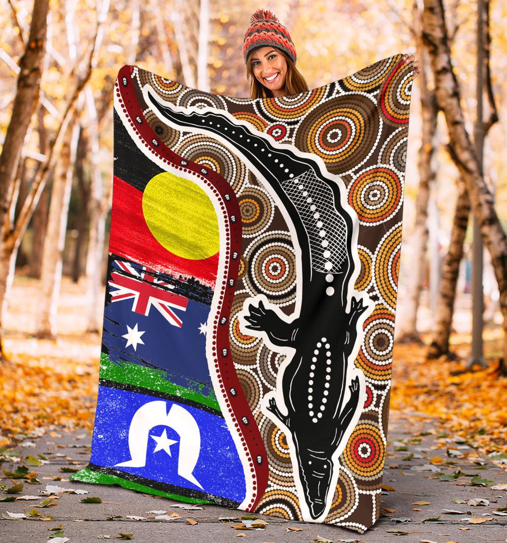 premium-blanket-australian-aboriginal-crocodile-with-naidoc-flags