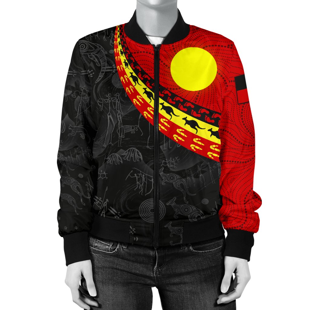 aboriginal-womens-bomber-jacket-indigenous-flag-circle-dot-painting