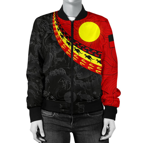 aboriginal-womens-bomber-jacket-indigenous-flag-circle-dot-painting