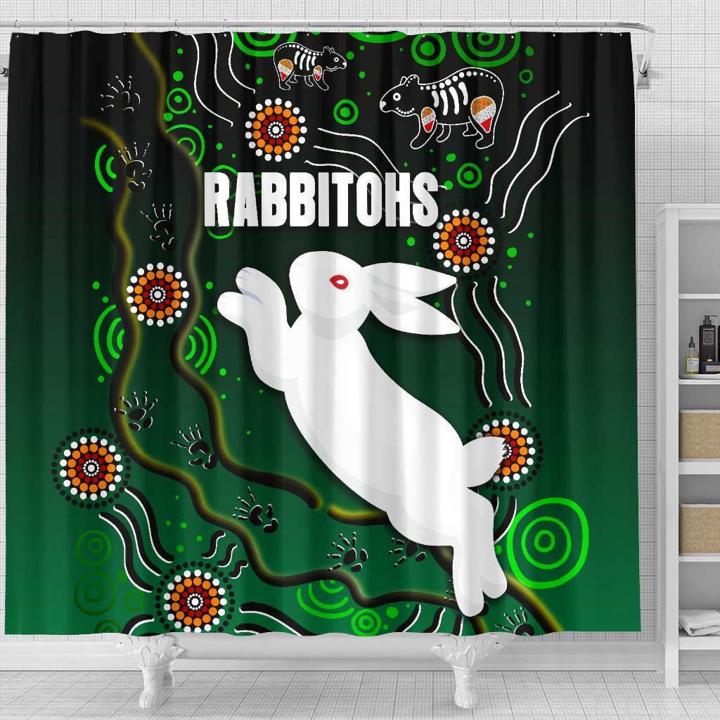 rabbitohs-shower-curtain-simple-indigenous