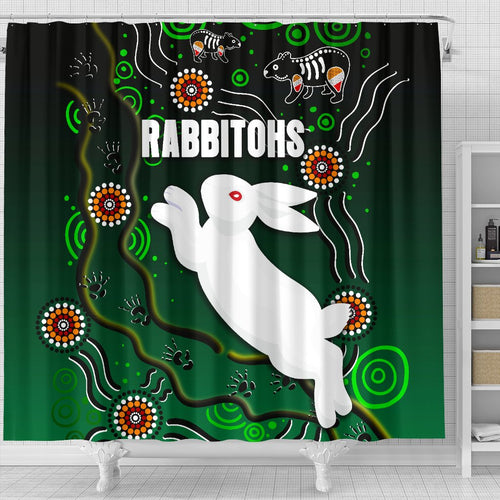 rabbitohs-shower-curtain-simple-indigenous
