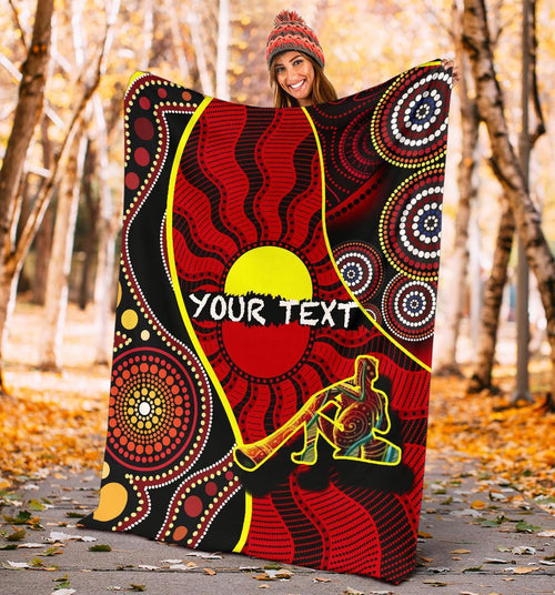 custom-premium-blanket-australia-aboriginal-dots-with-didgeridoo