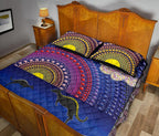 aboriginal-quilt-bed-set-sunset-over-the-sea-and-kangaroo-dot-painting