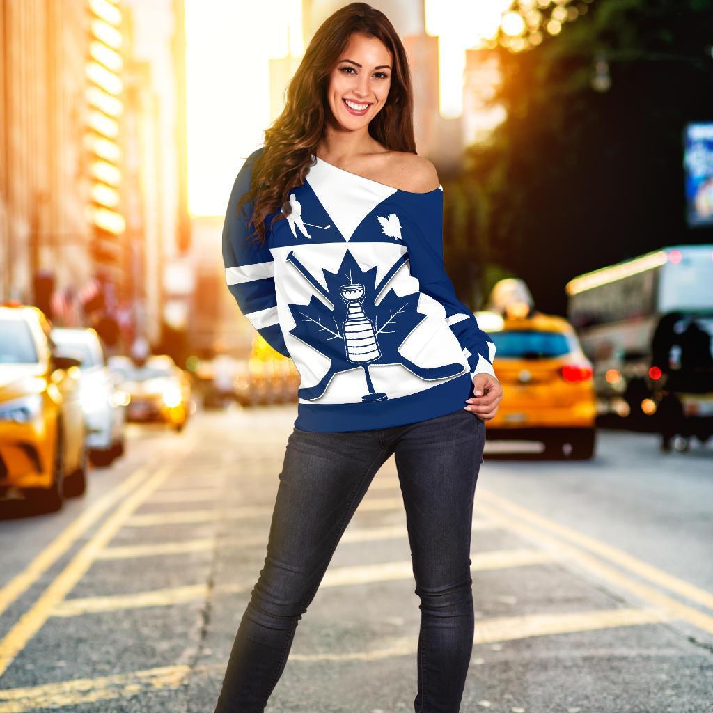 Canada Hockey Maple Leaf Champion Off Shoulder Sweater - Vibe Hoodie