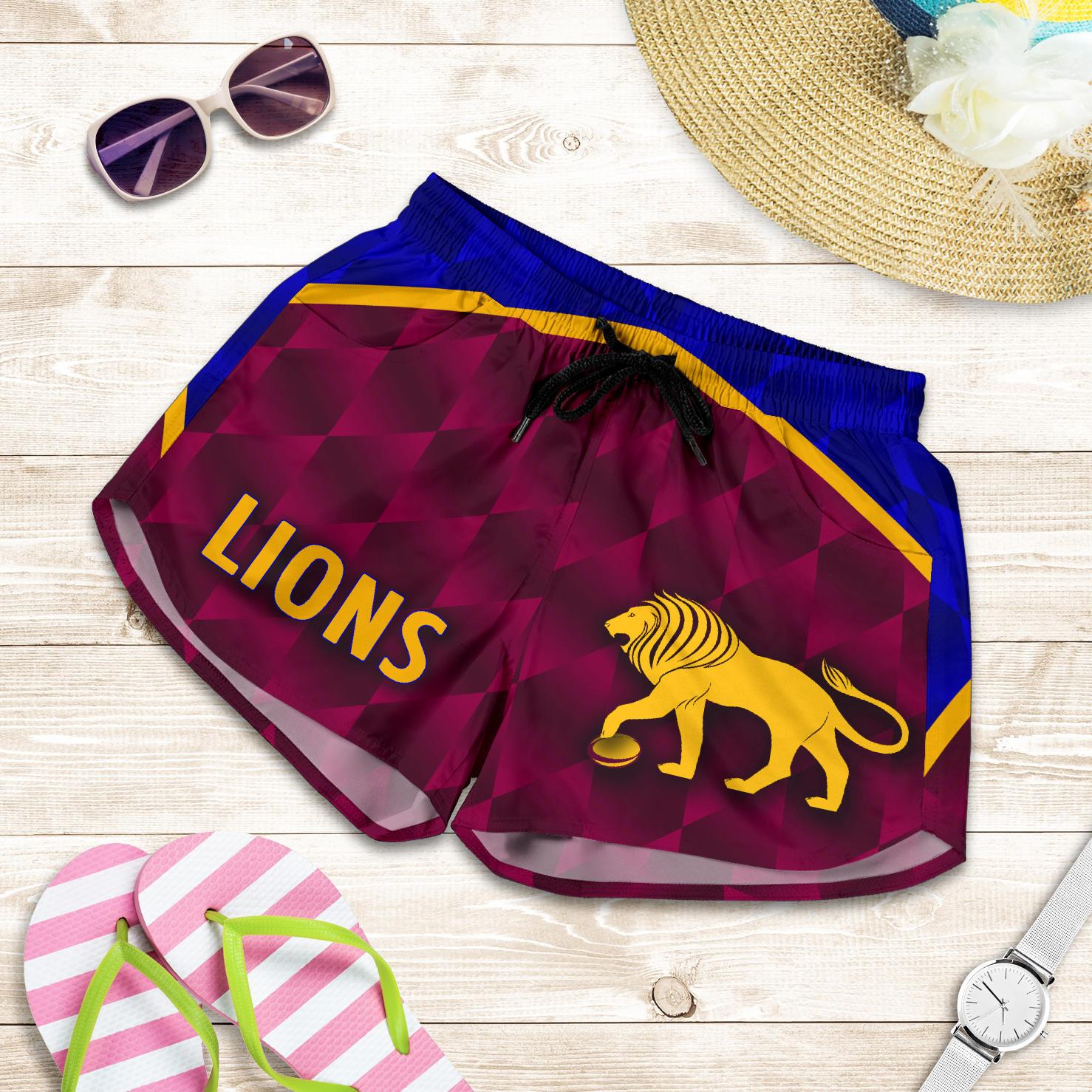 Brisbane Lions Women Shorts Powerful - Style 1 - Vibe Hoodie