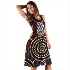 Midi Dress - Aboriginal Dot Painting Dress Ver08 - Vibe Hoodie