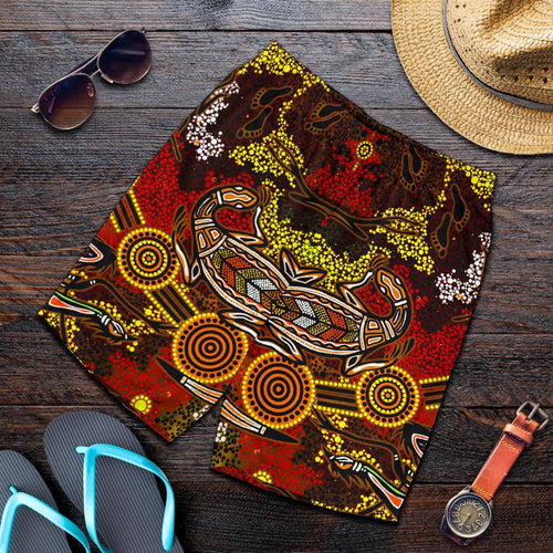 aboriginal-mens-shorts-kangaroo-and-lizard-dot-painting-art