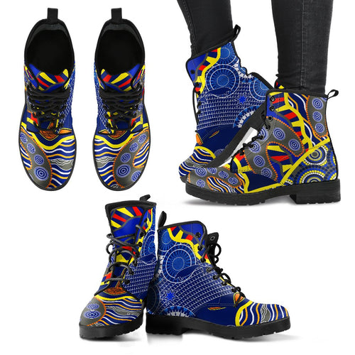 aboriginal-leather-boots-australian-boomerang-dot-painting-art