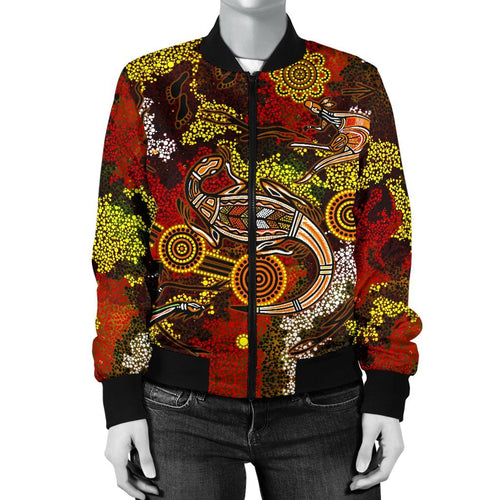 aboriginal-womens-bomber-jacket-kangaroo-and-lizard-dot-painting-art