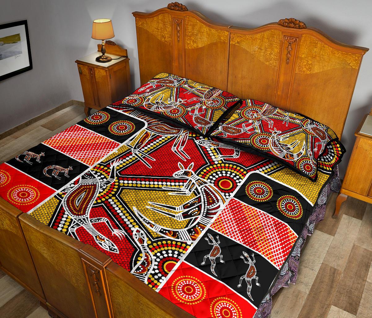 aboriginal-quilt-bed-set-kangaroo-dot-painting-patterns