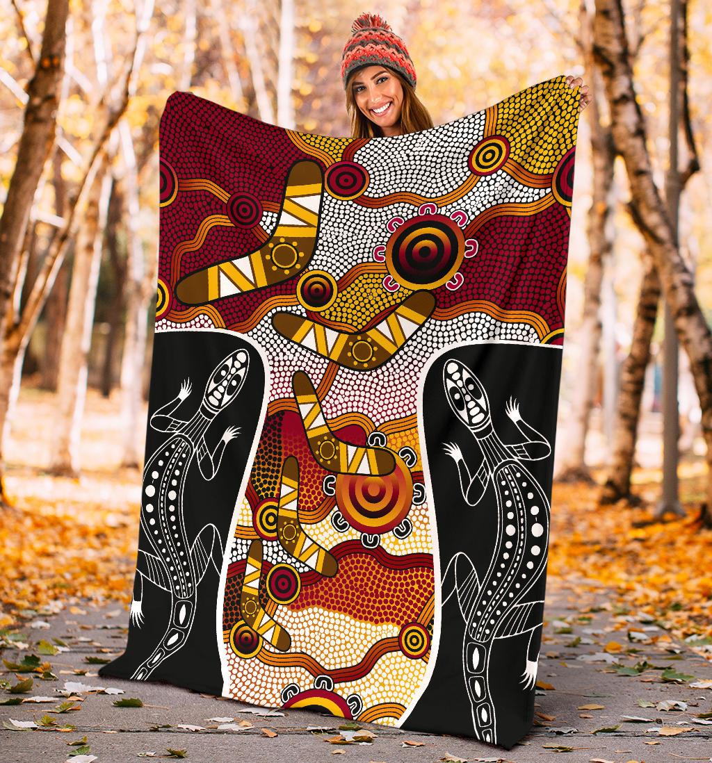 premium-blanket-aboriginal-dot-painting-lizard-blanket