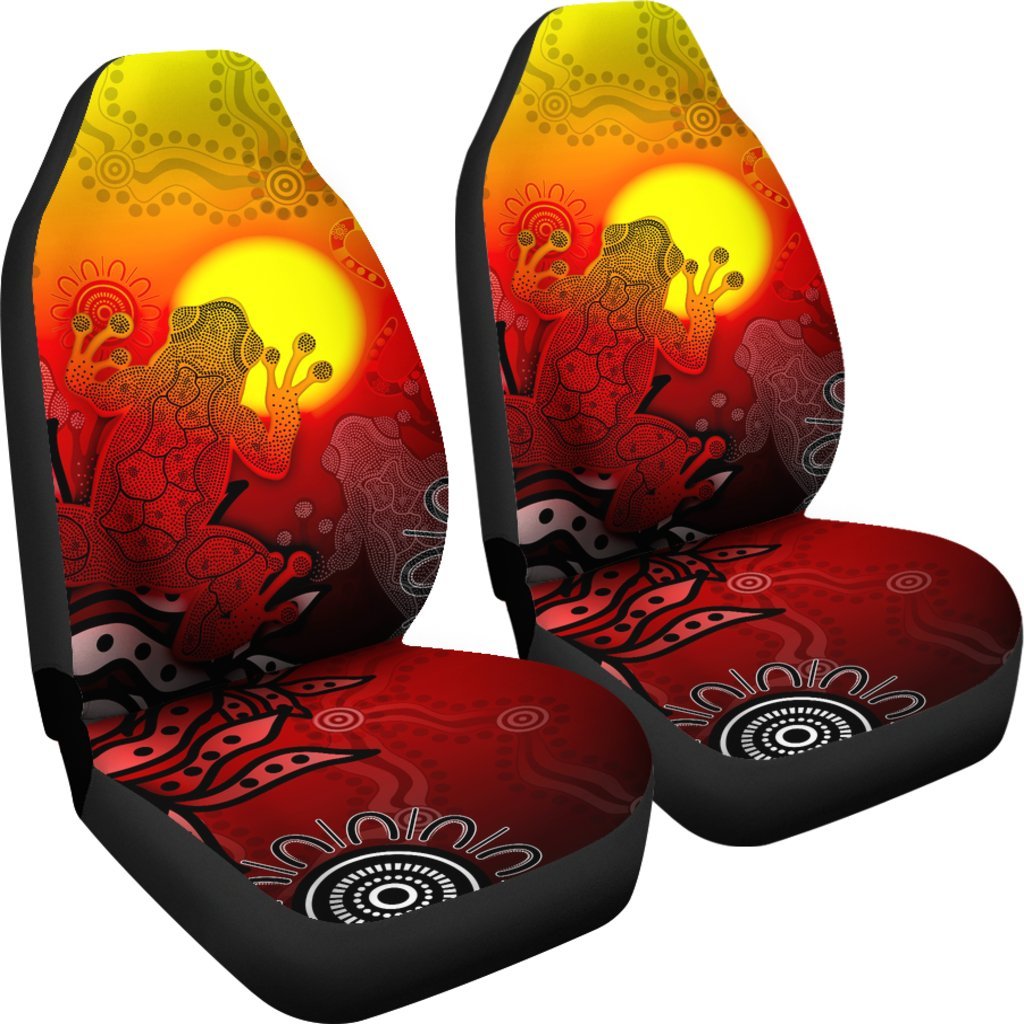 aboriginal-car-seat-covers-indigenous-frog-red