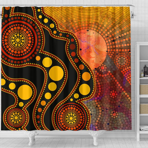 aboriginal-shower-curtain-australia-indigenous-flag-circle-dot-painting-art-golden