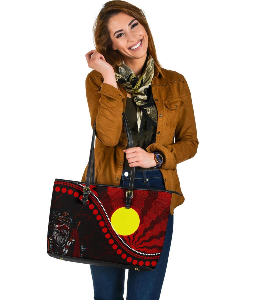 aboriginal-leather-tote-bag-indigenous-people-and-sun
