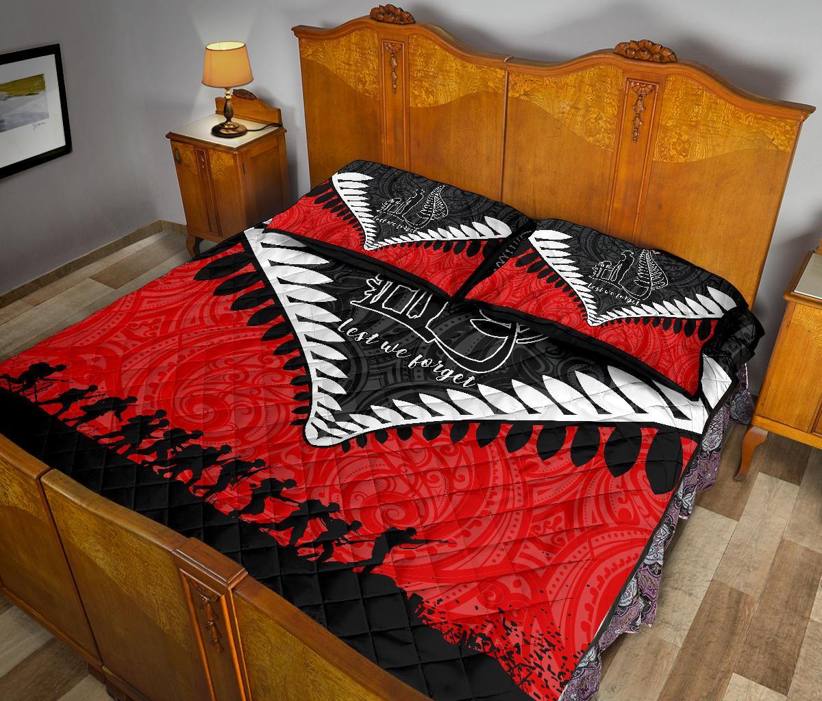 new-zealand-anzac-quilt-bed-set-lest-we-forget-silver-fern-quilt-and-pillow-cover-red