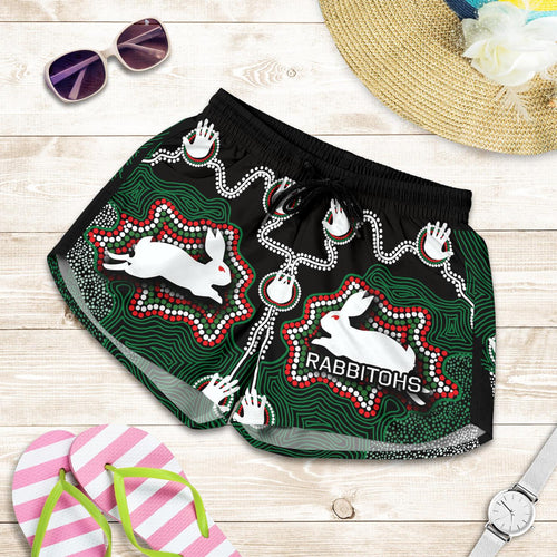 Rabbitohs All Over Print Women's Shorts Aboriginal 2 - Vibe Hoodie