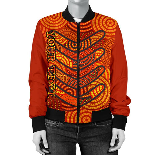 aboriginal-personalised-womens-bomber-jacket-aboriginal-boomerangs-and-dot-circle