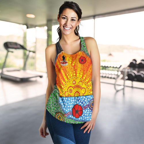 Anzac Day Women Racerback Tank - Lest We Forget Poppy - Vibe Hoodie