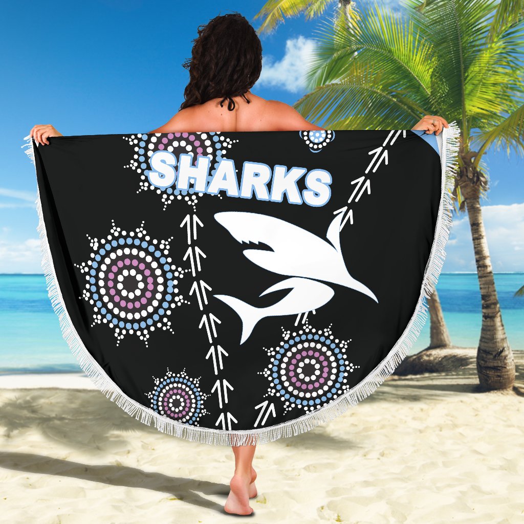 cronulla-beach-blanket-sharks-simple-indigenous-black
