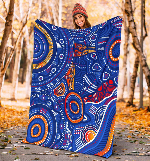 aboriginal-premium-blanket-indigenous-footprint-patterns-blue-color