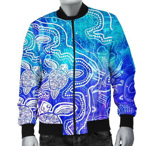 aboriginal-mens-bomber-jacket-sea-turtle-with-indigenous-patterns-blue