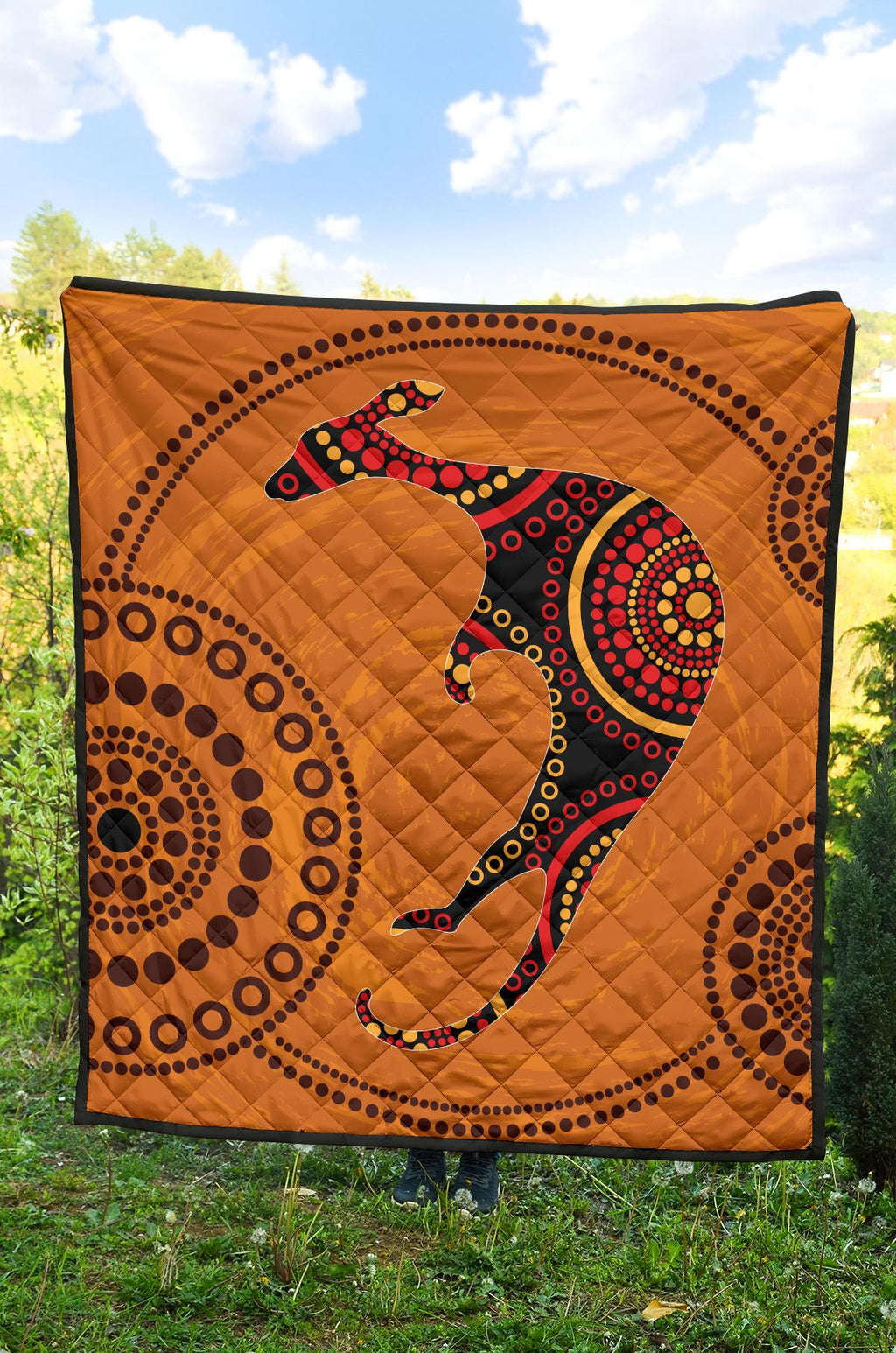 aboriginal-premium-quilt-australia-kangaroo-orange-dot-painting-art