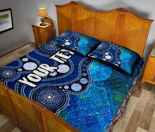 custom-text-aboriginal-quilt-bed-set-australia-indigenous-flag-circle-dot-painting-art-blue