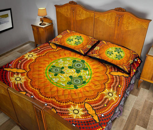 aboriginal-quilt-bed-set-turtle-circle-dot-painting-art