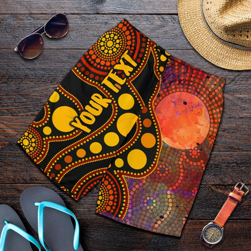 custom-text-aboriginal-mens-shorts-australia-indigenous-flag-circle-dot-painting-art-golden