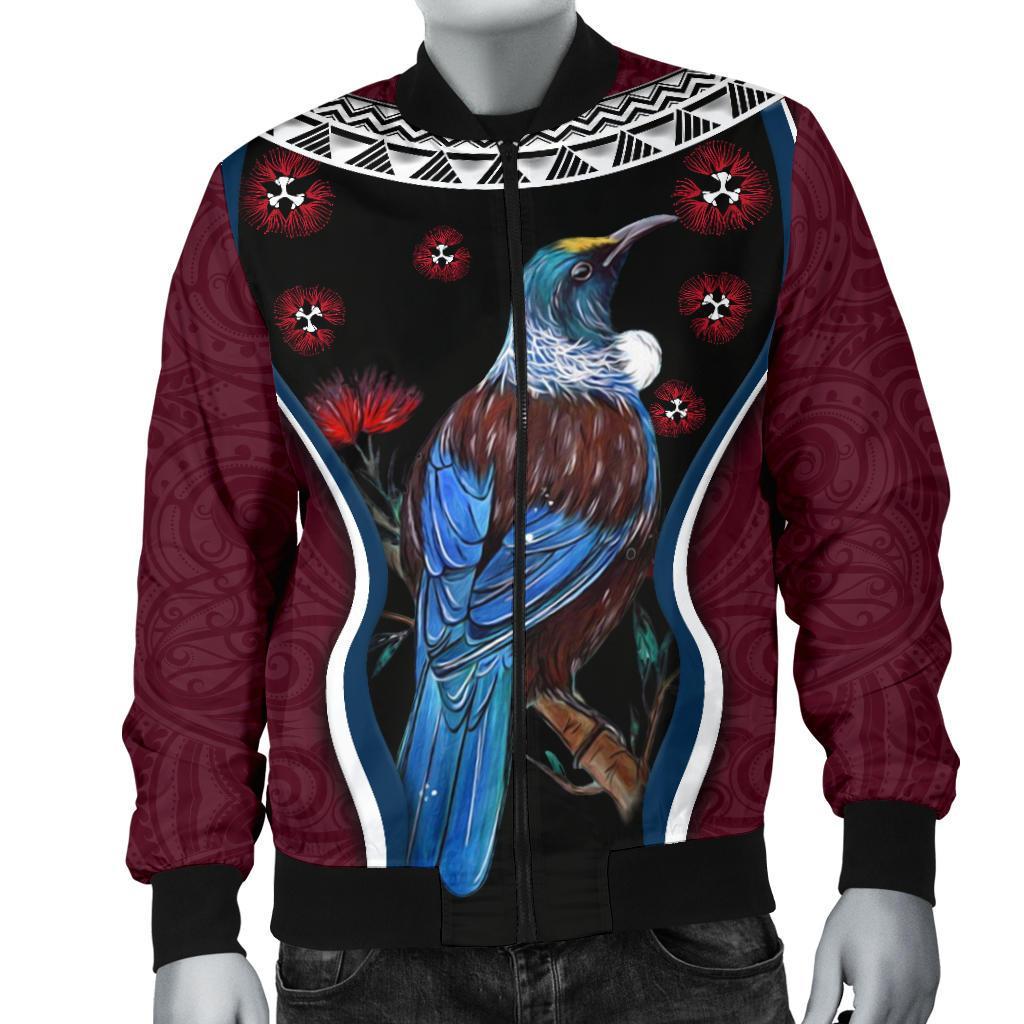 new-zealand-tui-bird-men-bomber-jacket-pohutukawa-burgundy
