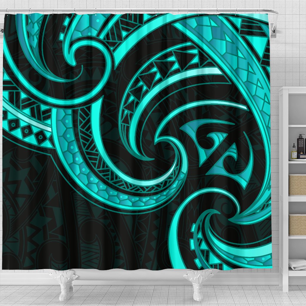 new-zealand-maori-mangopare-shower-curtain-polynesian-turquoise