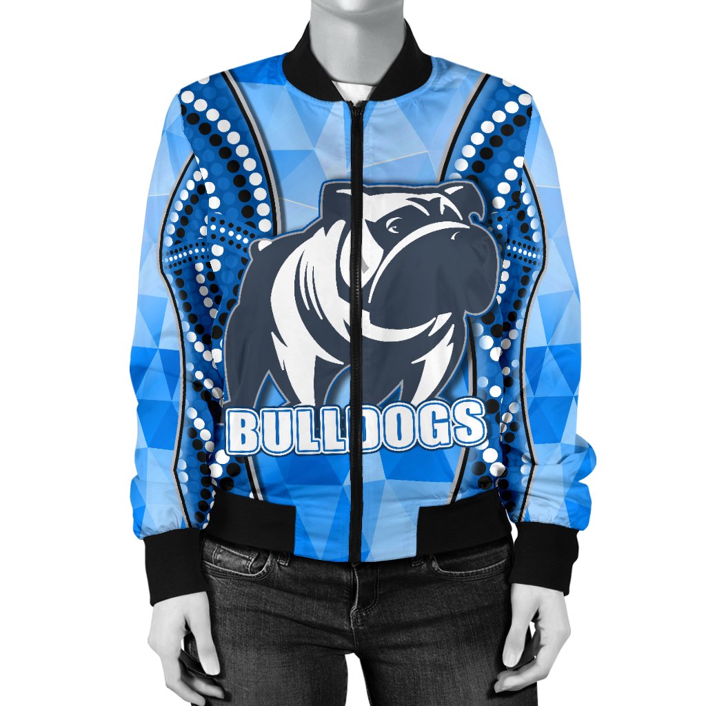 bulldogs-womens-bomber-jacket-indigenous-snappy