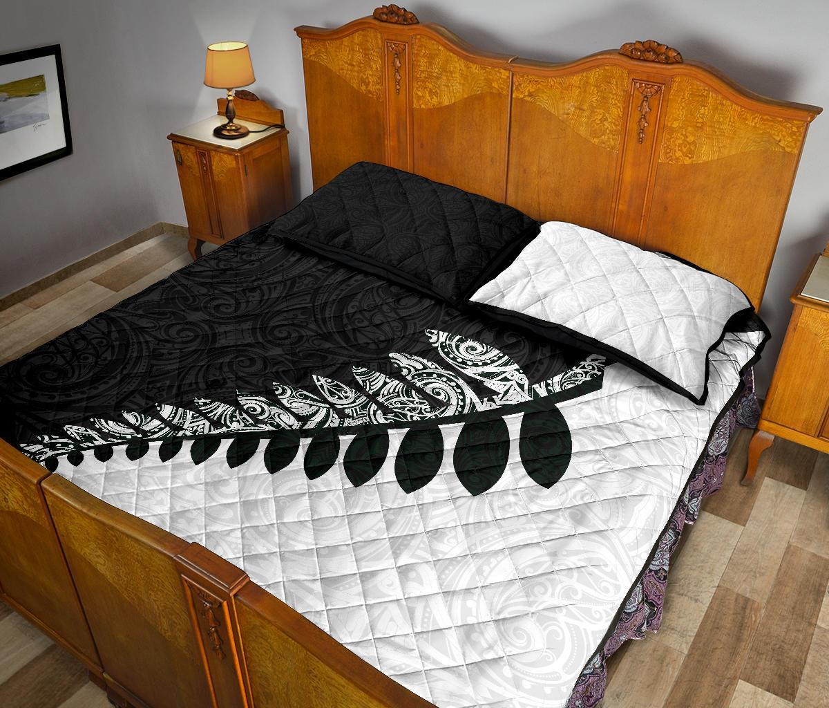 quilt-bed-set-nz-silver-fern-black-white