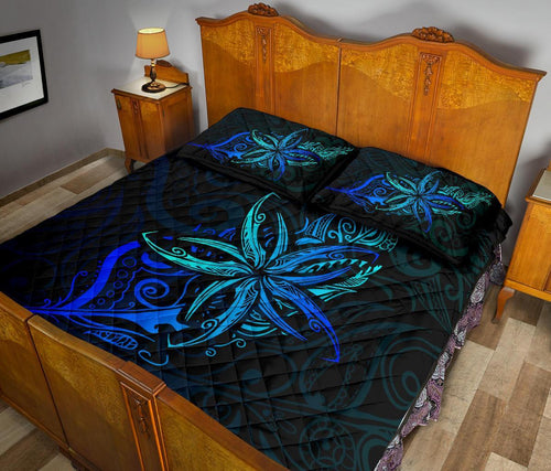 new-zealand-light-silver-fern-x-frangipani-tattoo-quilt-bedding-sets-blue