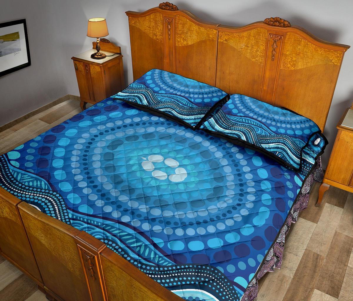 aboriginal-quilt-bed-set-blue-circle-aboriginal-art