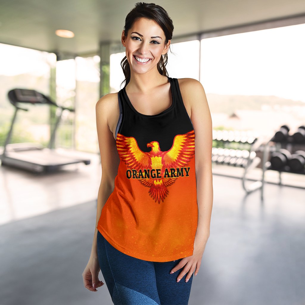 Orange Army Women's Racerback Tank Cricket Sporty Style - Vibe Hoodie