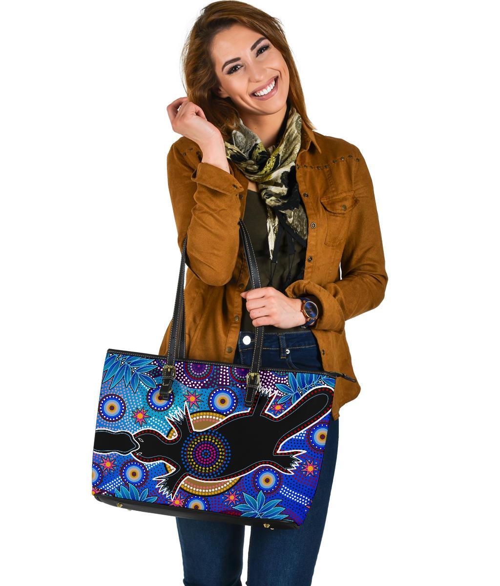 aboriginal-leather-tote-bag-indigenous-platypus