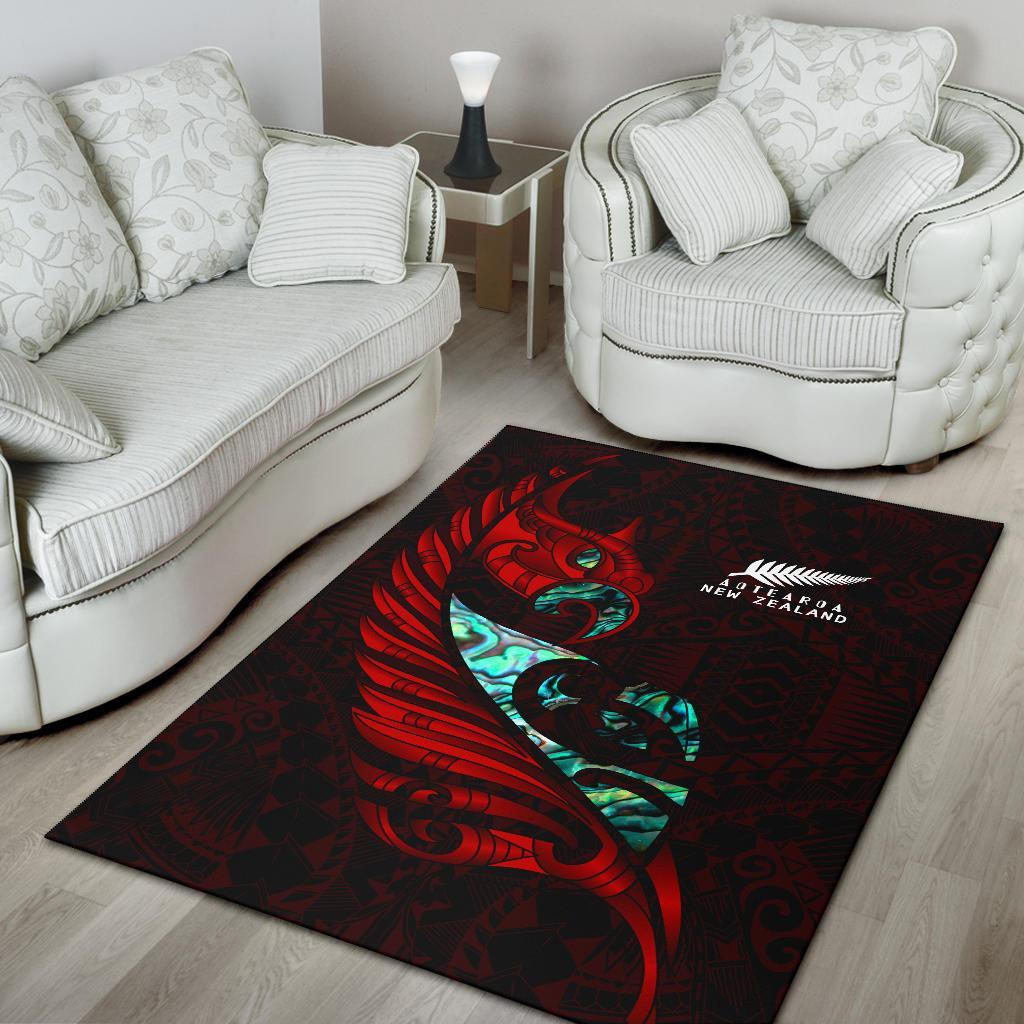 new-zealand-area-rug-manaia-paua-fern-wing-red