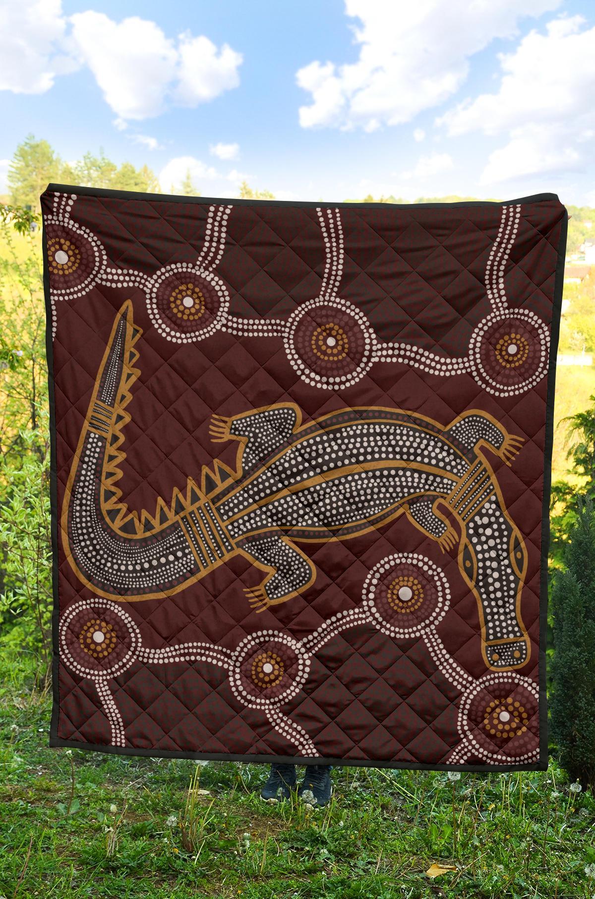 aboriginal-premium-quilt-indigenous-crocodile-brown-color