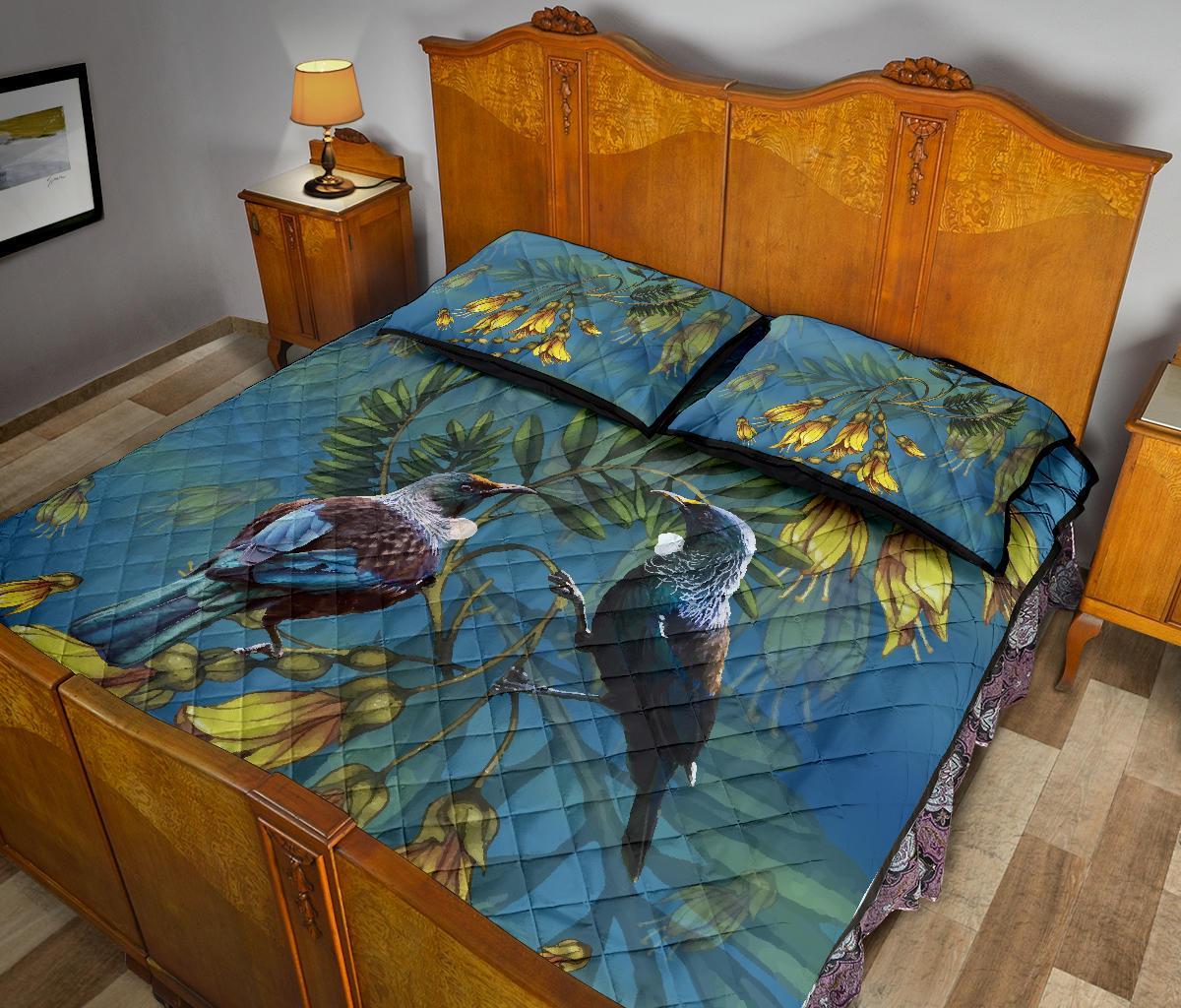 tui-bird-new-zealand-kowhai-quilt-bed-set