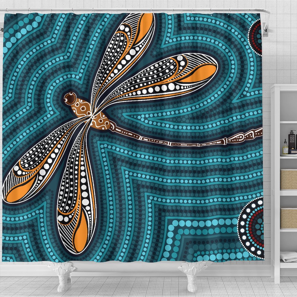 aboriginal-shower-curtain-indigenous-dragonfly