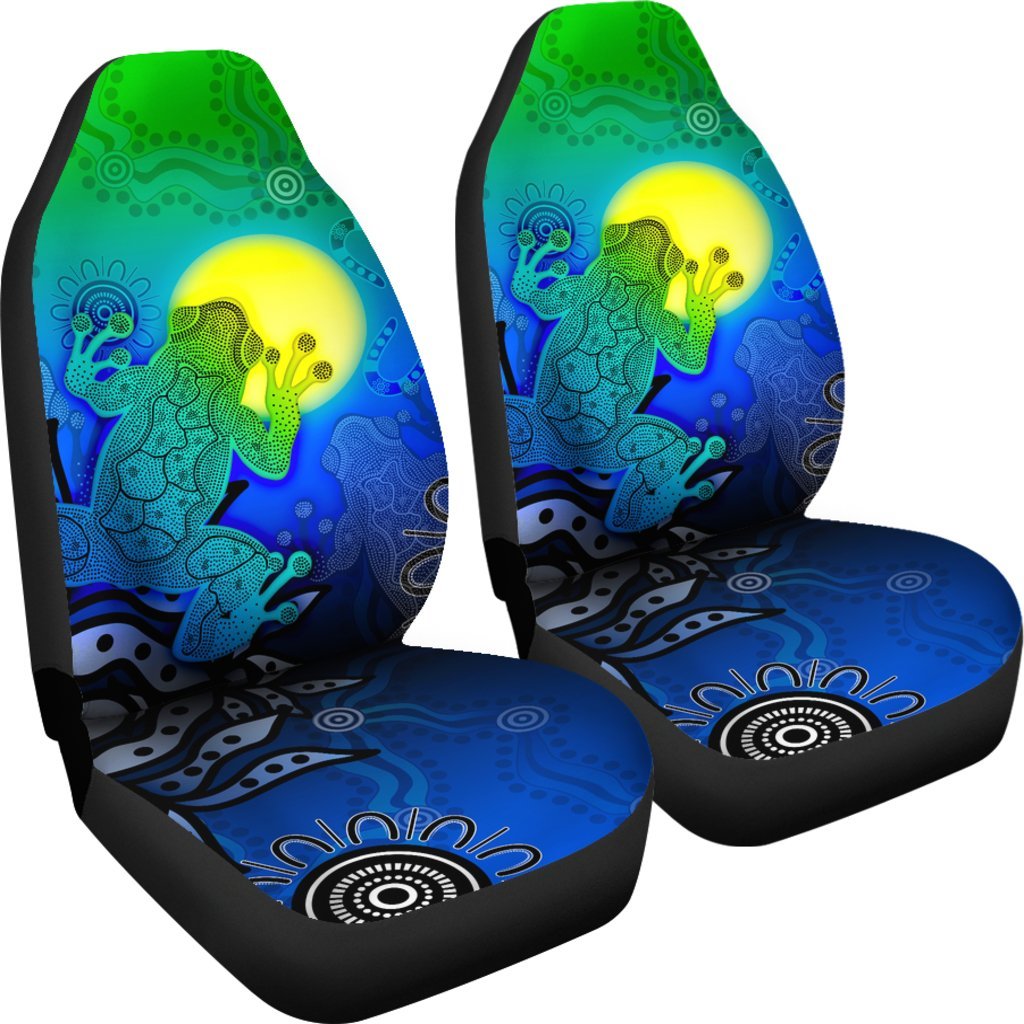 aboriginal-car-seat-covers-indigenous-frog-blue